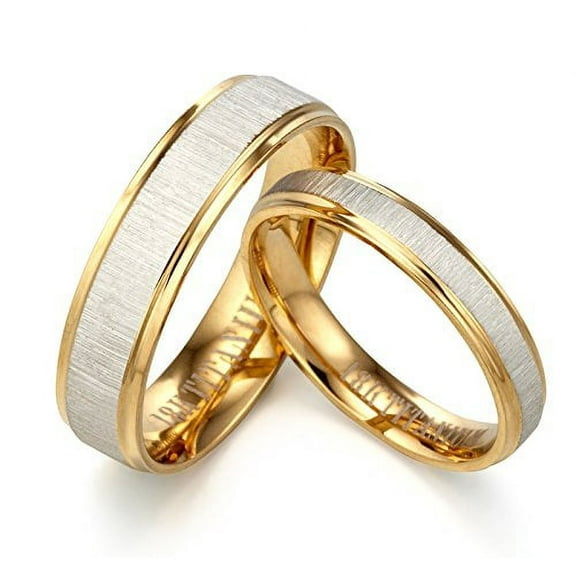 Groom & Bride 18K Yellow Gold Filled Matching Anniversary Wedding Couple Ring
