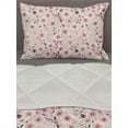 thumbnail image 3 of Cherry Blossom Comforter & Sham Bedding Set, Japanese Flowers Symbolic of Spring in a Random Arrangement, 3 pcs Duvet Set Microfiber Filling Quilt, 5 Sizes, Coral Pale Green Brown, by Ambesonne, 3 of 4