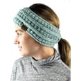 thumbnail image 2 of C.C Cable Knit Fuzzy Lined Ear Warmer Ponytail Pony Headband, Mint, 2 of 3