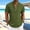 Army Green, variant on Summer Mens Shirts Linen Trendy Men Casual Solid Short Sleeve Stand-up Collar Button Shirt Tops Pink 2X