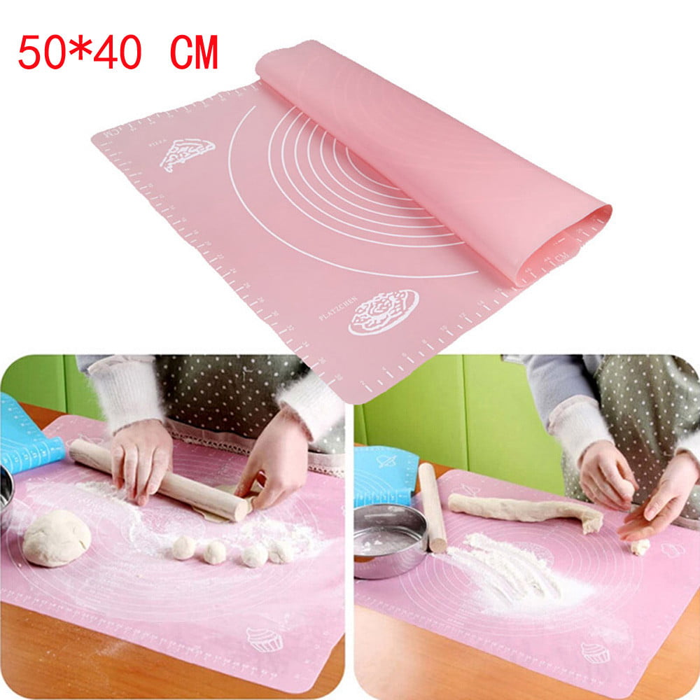 Silicone Baking Cake Dough Fondant Rolling Kneading Mat Scale Table Grill Pad 