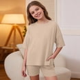 thumbnail image 3 of Teen Summer Outfits For Girls Two-Piece Set Shorts Casual Suit For Children Khaki Casual Playwear Girls Size 11-12 Years Clothes, 3 of 4