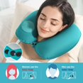 thumbnail image 3 of Almohada inflable flocada para el cuello, portátil, que se puede almacenar y llenar, adecuada para viajes al aire libre, viajes de negocios, camping, 3 of 5