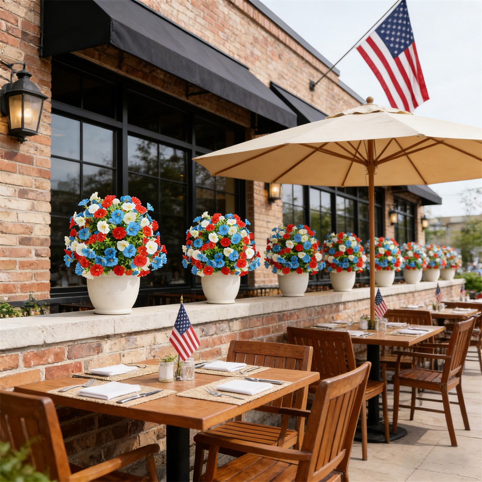 ERTZAE Patriotic Garden Stake,22" Patriotic Mixed Flower Garden Stake,4Th Of July Decorations Outdoor,Usa Lawn Porch Yard Sign,Red White And Blue Independence Anniversary Memorial Day Party Decor