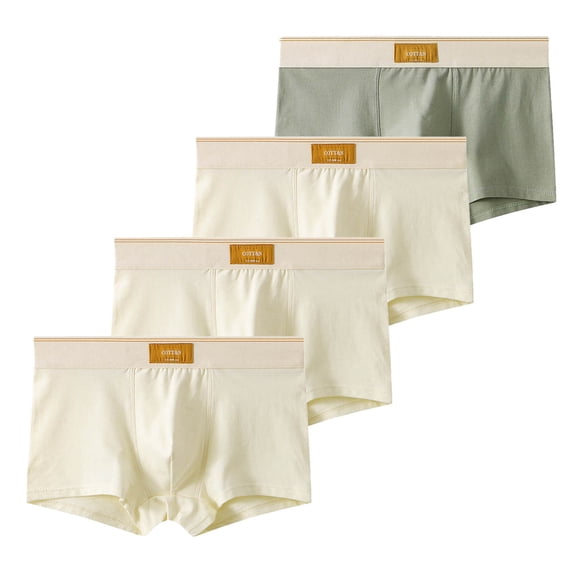 qelini 4 Pack Mens Briefs Underwear Pack Plus Size Elastic Waist Breathable Underpants Stretch Comfortable Underwear