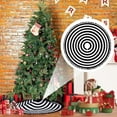 thumbnail image 2 of Christmas Black and White Tree Skirt, 240 Inch Annual Rings Tree Mat with Pom Poms for Xmas Tree Halloween Indoor Home Holiday Party Christmas Decorations, 2 of 5