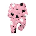 thumbnail image 3 of Halloween Pjs, Halloween Family Matching Pajamas Set, Pink Black Cat Ghost Bat Witch Long Sleeve Sleepwear, Graphic Loungewear, Soft Cozy Fun Holiday Nightwear for Parties & Gatherings, 12 M, 3 of 5