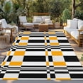 thumbnail image 3 of Outdoor Rug 5x8 ft Yellow Black Squares Waterproof Outdoor Patio Rug Mat Non Slip Outside Area Rugs Carpet for RV,Camping,Porch,Deck,Pool,Balconybackyard,Abstract Geometric Art, 3 of 9