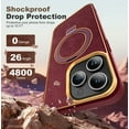 thumbnail image 5 of for iPhone 14 Pro Max Case with Magnetic Invisible Ring Stand Compatible with Mag-Safe Leather Business Shockproof Military Grade Protection Classic Luxury Slim Phone Cases for Women Men,Red, 5 of 7