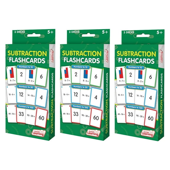 Junior Learning Subtraction Flashcards 3 Sets Per Pack 3 Packs (JRL205-3)