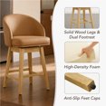 thumbnail image 6 of ReNest 27" Counter Height Bar Stools, Upholstered Barrel Back Barstools with Solid Wood Legs & Footrest, for Kitchen Island & Home Bar, Camel Faux Leather, Set of 2, 6 of 16