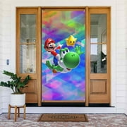 Super Mario Pet Door Cover Decorated Banner Tapestry Home Decoration Holiday Party Supplies Door Banner Porch Sign Banner 72.8 x 35.4 Inch