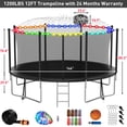 thumbnail image 6 of Kumix Trampoline 1200LBS 12FT Trampoline for Kids Adults, Trampoline with Basketball Hoop, Enclosure, Wind Stakes, Lights, Sprinkler and Socks, Outdoor Heavy Duty Galvanized Recreational Trampoline, 6 of 8