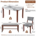 thumbnail image 2 of Harper & Bright Designs Wood Dining Set with Bench for 4, Rectangle Kitchen Table with Marble Veneer Tabletop, 2 Upholstered Chairs for Dining Room, Gray, 2 of 16