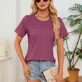 thumbnail image 4 of TKLPEHG Womens Dressy Tops Fashion Summer Short Sleeve T Shirts Lightweight Solid Color Loose Casual Round Neck Tshirts Going Out Tops Blouses(Wine,XXL), 4 of 8