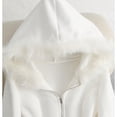 thumbnail image 4 of Edvintorg Womens Hoodie Long Sleeve Zip up Sweatshirt Slim Fit Casual Hooded Top Women Clothing White M, 4 of 5