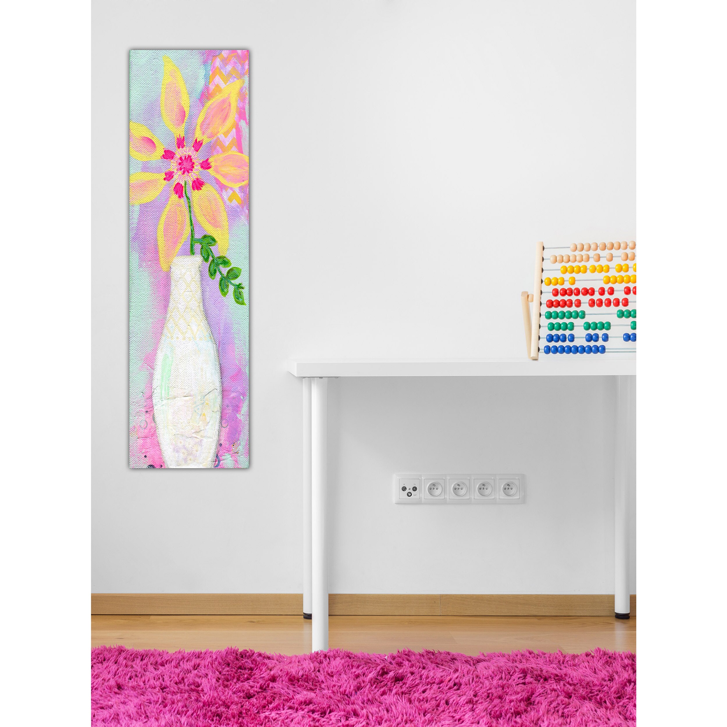 Marmont Hill "Yellow Pinwheel" by Jill Lambert Painting Print on Wrapped Canvas