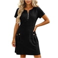 thumbnail image 4 of Jaunzuar Mini Dresses for Women Short Sleeve Crew Neck Summer Dresses Vacation Everyday Wear Beach Dresses with Pockets, S-2XL, 4 of 9