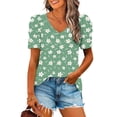 thumbnail image 2 of Tops for Women Flower Print Short Sleeve Casual Loose Summer T Shirt Womens Short Sleeve Blouse, 2 of 5
