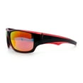 thumbnail image 6 of Mens Polarized Antiglare Biker Wrap Around Plastic Sport Sunglasses Black Red - Orange Mirror, 6 of 8