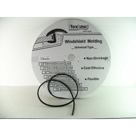 Flexline Windshield Auto Glass Universal Molding Flexible Trim Rubber 12.8mm 15' UM1226BR