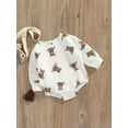 thumbnail image 3 of ZAXARRA Barboteuse Imprimé Ours pour Bébés, Col Rond Manches Longues Coupe Ample, Rose/blanc, 3 of 8