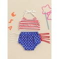 thumbnail image 3 of Suealasg 4th of July Newborn Girls Summer Outfits Tie-up Striped Halter Top +Tasseled Stars Print Shorts 3 6 12 18 Months Baby Girls Clothes for Independence Day, 3 of 7