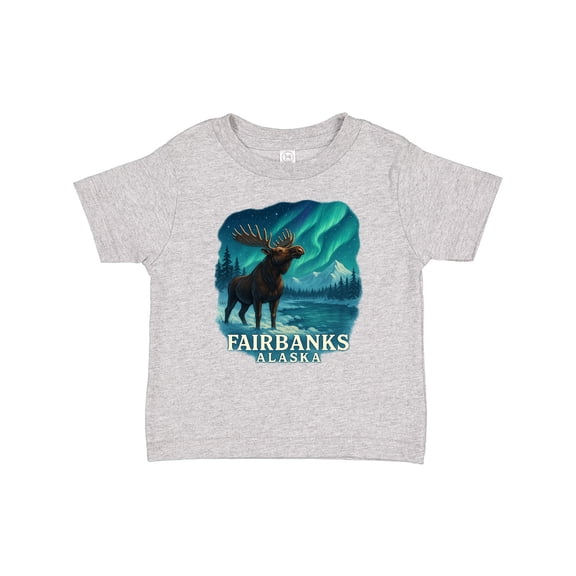 Inktastic Fairbanks Alaska Moose Northern Lights Scenic Art Boys or Girls Baby T-Shirt
