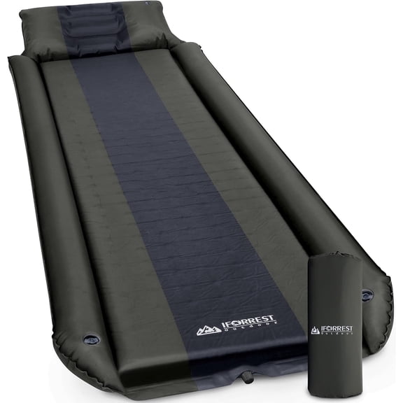 Self-Inflating Camping Pad with Armrest and Pillow – Army Green, Full XL, 79" x 29" x 2.1", Waterproof, Extra Firm