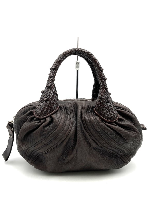 Pre-Owned FENDI 8BL078 Spy Bag Leather Handbag, Brown, Women's