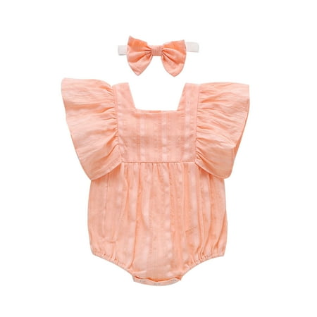 

fvwitlyh Girls Jumpsuits & Rompers 24 Month Girl Clothes Solid Girls Clothes Bodysuit Baby Ruffles Ruched Casual Romper Girls Toddler Girls Clothes