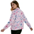 thumbnail image 3 of COEQINE Bomber Jacket for Women Zip Up Stand Collar Bomber Outfits Fall Fashion Jackets Trendy Slouchy Windbreaker Casual Shackets Streetwear 2025, 3X-Large, Pink Blue Butterfly, 3 of 7