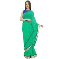 Atasi Ethnic Sea Green Women's Georgette Saree With Unstitched Blouse Piece