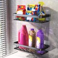 thumbnail image 4 of Estante Almacenamiento para Baño Inodoro Sin Perforaciones Estante Almacenamiento para Cesta Almacenamiento Montada en La Pared (B) Tablero Rectangular Doble Capa Borde Ancho, 4 of 9