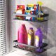 thumbnail image 4 of Estante Almacenamiento para Baño Inodoro Sin Perforaciones Estante Almacenamiento para Cesta Almacenamiento Montada en La Pared (B) Tablero Rectangular Doble Capa Borde Ancho, 4 of 9