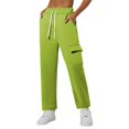 thumbnail image 5 of Audhol Cargo Pants, Women's Autumn and Winter Fashion Plus Size Casual Sports Pants Drawstring Cargo Pants for Women Light Green 3XL, 5 of 8