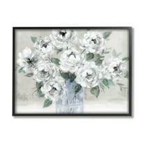 Stupell Industries Traditional White Flower Bouquet Painting Black Framed Art Print Wall Art, Design by Carol Robinson