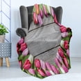 thumbnail image 4 of Love Soft Flannel Fleece Throw Blanket, Frame of Fresh Tulips Arranged on Old Wooden Table Countryside Nature Print, Cozy Plush for Indoor and Outdoor Use, 60" x 80", Pink Green Umber, by Ambesonne, 4 of 5