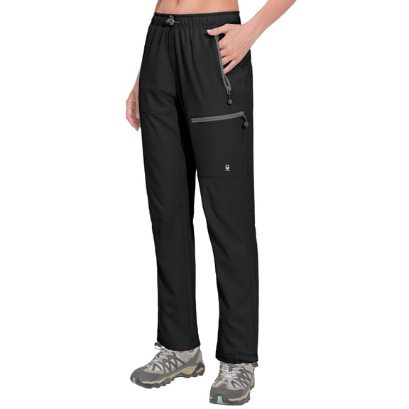 Little Donkey Andy Women's Lightweight Quick Dry Cargo Hiking Pants UPF 50  Stretch Travel Casual Trousers Black XS