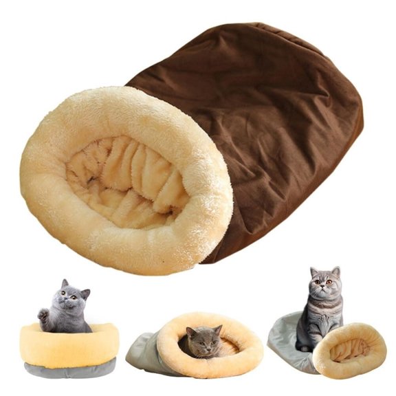 Fleece Warm Covered Cat Sleeping Bag for Indoor Cats to Play and Sleep