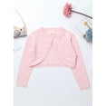 thumbnail image 6 of YUUMIN Girls Long Sleeve Knitted Cardigan Bolero Shrug Sweater Wedding Flower Girls Dress Cover Up Pink 110, 6 of 7