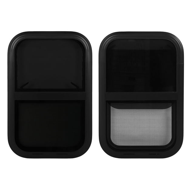 RV Sliding Window Black Aluminum Alloy Vertical Glass With Movable Net For Trailer