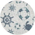 thumbnail image 1 of Unique Loom Outdoor Coastal Nautical Shells Rug 4' x 4' Round Ivory/Blue, 1 of 2