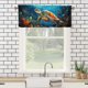 thumbnail image 3 of Cortinas con diseño de tortugas marinas, diseño de playa costera, náutico, océano azul, peces tropicales, cenefa para dormitorio, baño, sala de estar, comedor, juego de cenefas de 54 x 18 pulgadas, 1, 3 of 6