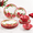 Poinsettias, variant on 12-Piece Peppermint Dinnerware Set for 4, Outdoor Dishes with Christmas Candy Designs