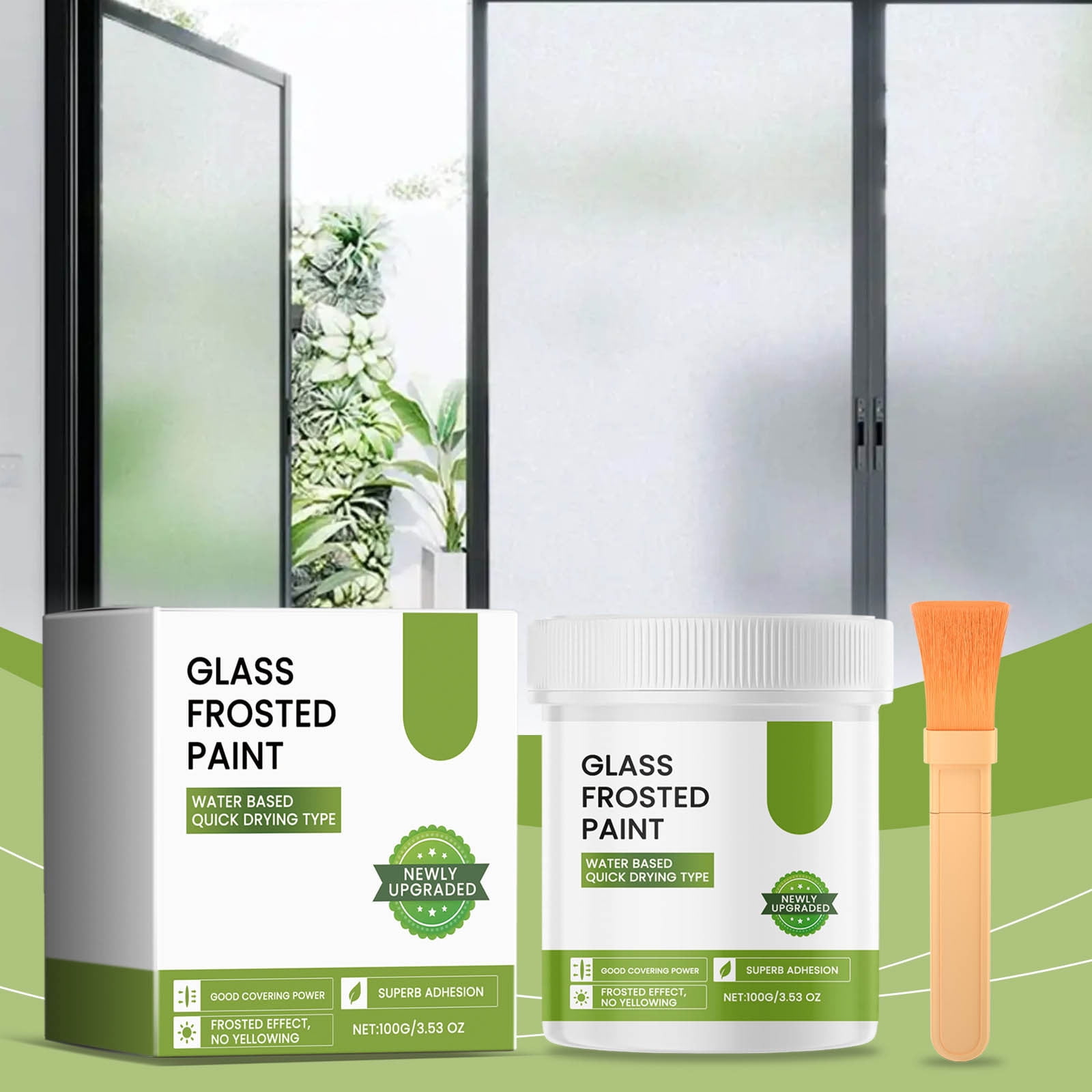 Cadorn Matte Frosted Glass Paint (with Brush) - Privacy - Protecting, UV - Resistant Coating for Windows & Doors