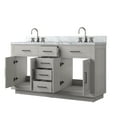 thumbnail image 2 of Abbey 60 in W White Oak Double Vanity, Carrara Marble Top and Faucet Set, 2 of 6