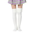 thumbnail image 3 of Rdhnmea Women's Cable Knitted Wool Thigh High Boot Socks Twist Knit Fluffy Over Knee Stocking Winter Warm Casual Long Leggings Leg Warmers, 3 of 4