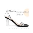 thumbnail image 3 of BLISSFUL STEP Square Toe Rhinestone Strap Clear Heel Block Heels Sandals for Women Black (Size 10), 3 of 6