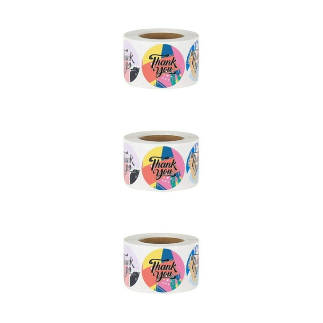 maskred 500 Pieces Colorful Thank Stickers Labels 5 for Birthday Party 1 Roll 1.5 Inch 3Set